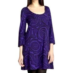 Diane Von Furstenberg DVF Laetitia Silk Purple Black Retro Tunic Shift Dress 6
